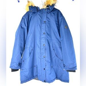 Yoki Women Size 3XL Navy Blue Long Winter Coat Snow Machine Washable